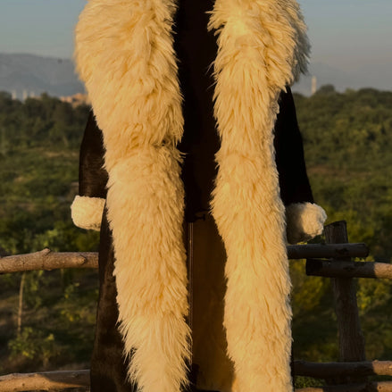 Vin Diesel Sheep Fur cowhide Long Coat