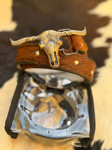 Handcrafted Cowhide Belt with Longhorn Skull Buckle – Limited Collector’s Piece